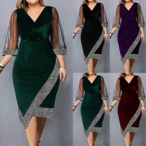 Plus Size 28 Womens Floral Mesh Midi Dress Evening Cocktail Party Prom Ball Gown - Picture 1 of 19