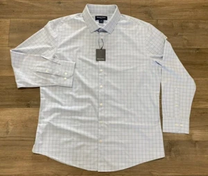 Mizzen + Main Leeward Mens XXL Trim Stretch Long Sleeve Window Pane Plaid Shirt - Picture 1 of 9