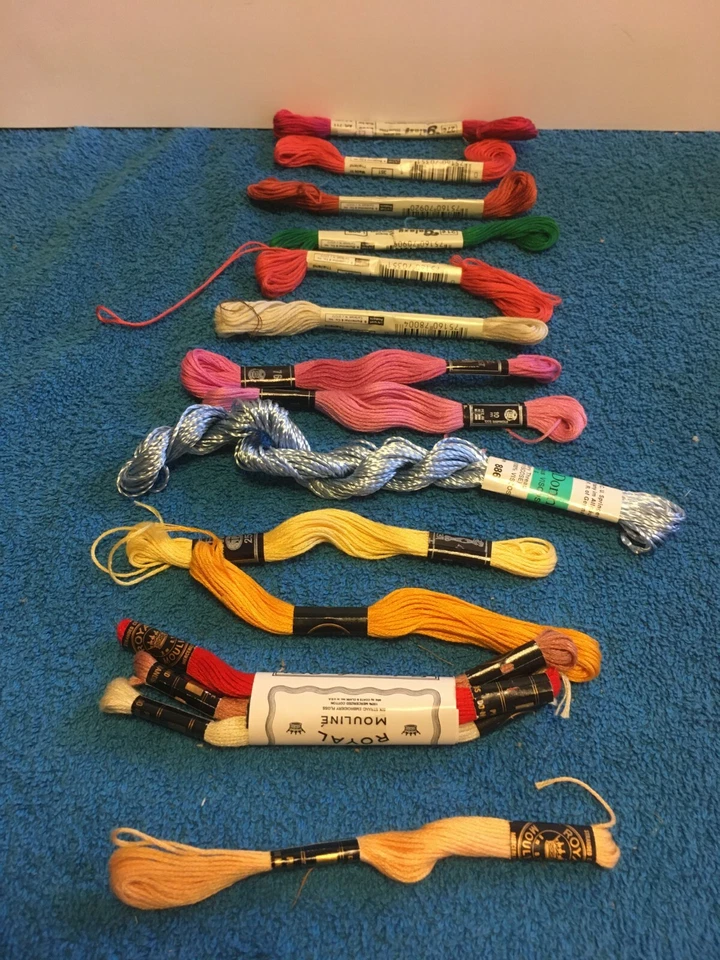Lot Embroidery Floss Thread - Various Brands - Galaxy, Royal Mouline, MEZ, Bella - Image 1 of 1