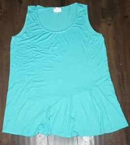 Top girocollo senza maniche con volant blu Misia Teal taglia M spiaggia casual - Foto 1 di 5