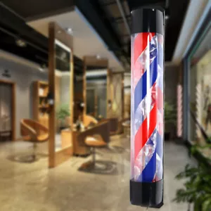 Letrero de peluquería rojo azul blanco rayas giratorias lámpara - Imagen 1 de 21