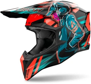 Airoh Wraap Cyber Orange Gloss Off-Road Motorcycle Motocross Quad ATV MX Helmet - Picture 1 of 22