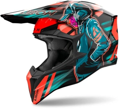 Airoh Wraap Cyber Orange Gloss Off-Road Motorcycle Motocross Quad ATV MX Helmet - image 1 of 4