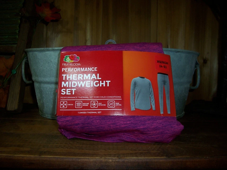 JUEGO TÉRMICO FRUIT OF THE LOOM NIÑAS 2 PIEZAS TALLA XS 4-5 COLOR CUARZO MAGENTA NUEVO Foto 1 de 1