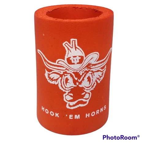 VTG 1982 TEXAS LONGHORNS Hook 'Em Horns Koozie Beer Soda Can Cooler by Clyde Cover
