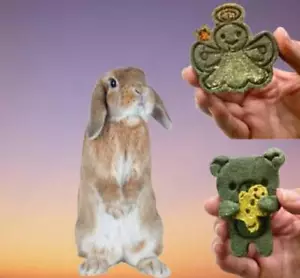Paquete de 2 golosinas para figuras de oso de peluche y ángel para conejos, hámsters, chinchillas - Imagen 1 de 3