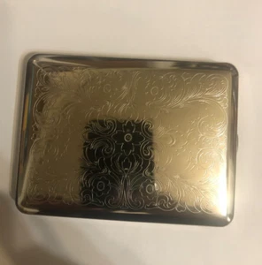 German Silver Paris Fleur King 100s Cigarette Case Business Credit Card Holder - Picture 1 of 4