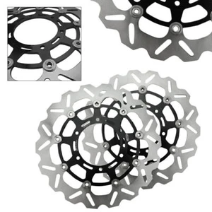 Black Front Brake Disc Rotors Set for Suzuki GSXR 1000 09-14 GSXR 600 750 08-14 - Picture 1 of 7
