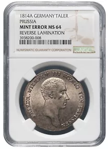 Germany, Prussia, 1 Thaler, 1814 A (Berlin), Friedrich Wilhelm III, NGC MS64 - Picture 1 of 4