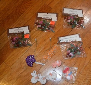 Mini Decorative Flowers Ribbon Berry Floral Spray LOT OF 11+ - Picture 1 of 8