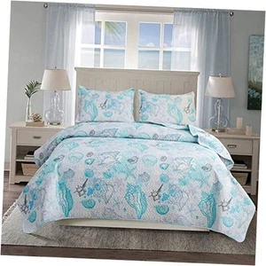 Quilt Set Queen/Full Size Beach Quilt Set Bedding Summer Lightweight Quilt - Picture 1 of 7