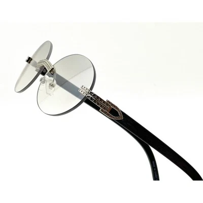 Круглые солнцезащитные очки без оправы серебристые прозрачные линзы золотые акценты деревянные руки модные Gafas - Изображение 1 из 4