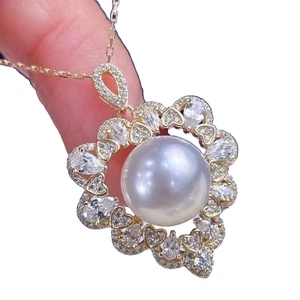 Wunderschöner AAA+ 11-12mm Natürliche Brotform Südsee Weiße Perle Anhänger 18IN - Bild 1 von 5