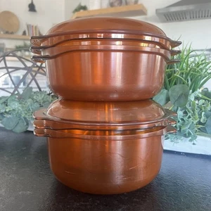 Vintage Tupperware Microwave Stackable Steamer 7-Piece Orange Amber - Picture 1 of 10