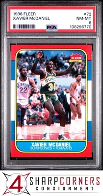Fleer #72 1986 Xavier McDaniel RC Supersonics PSA 8 Foto 1 de 2