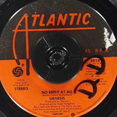 GENESIS No Reply At All ATLANTIC 3858 NM 45rpm - Image 1 of 4