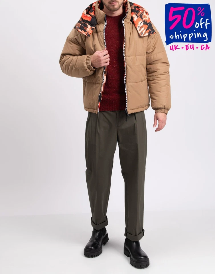  RRP €710 JUST CAVALLI Quilted Jacket IT50 US40 L Padded Printed Detachable Hood - Image 1 of 4