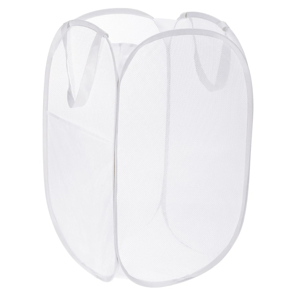 Mesh Laundry Hamper, Collapsible Laundry Baskets Bag, White - Image 1 of 4