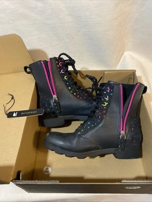 Sorel Youth Emelie Short Lace Waterproof Boots Rainbow Stars Youth Girl Size 4 - Image 1 of 4