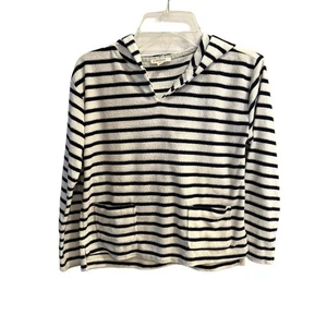 Crewcuts Navy and White Striped Terry Hoodie Size Medium 7 - 8 - Picture 1 of 3