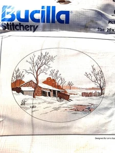 Vintage Bucilla Stitchery Winter's Solitude Handarbeit Crewel Kreuzstich Embr - Bild 1 von 5