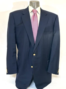 Samuelsohn Navy Blue Solid Gold Button Blazer Size 50 Big and Tall - Picture 1 of 16