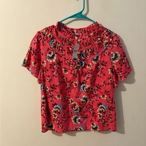 LOFT Red Floral Blouse Size XS - Picture 1 of 5
