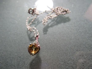 925 Sterling Silber Citrin Edelstein Kette Halskette 18" - Bild 1 von 2