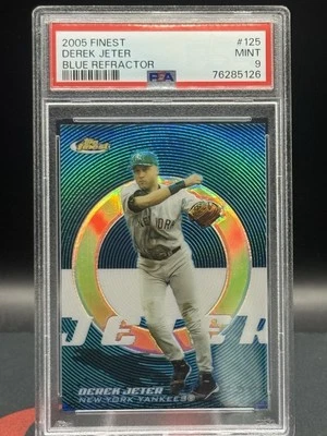 SP/299 2005 Topps Finest BLUE Refractor Derek Jeter #125 Yankees PSA 9 MINT Rare - Image 1 of 4