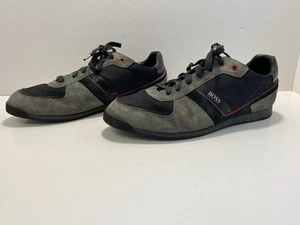 Hugo Boss Glaze Lowp MX Trainers 50407903 Gray Black Red Sneakers Men’s Size 10 - Picture 1 of 11