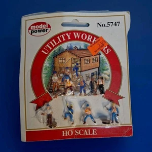 No. 5747 Model Power HO Scale Model Railway Scenery 6 Figurines Utility Workers - Picture 1 of 5