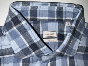 Luciano Barbera Brushed Cotton Plaid Shirt - Size L - Picture 1 of 7