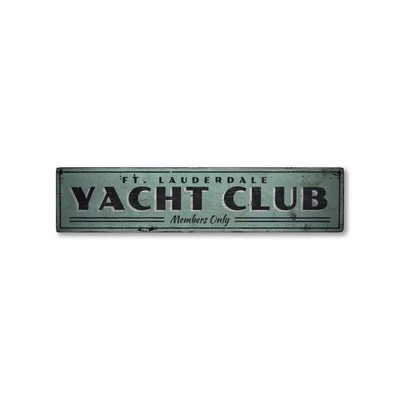 Yacht Club, Custom Beach Location - Rustic Distressed Wood Sign - Image 1 of 2