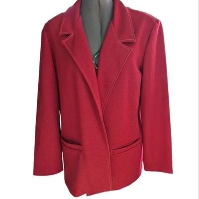 Vintage KoKo Knits of California red jacket with white stitching - Image 1 of 4
