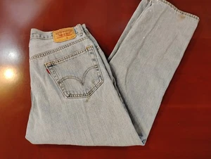 Levis 505 Jeans Herren 34x30 Regular Fit Light Wash Distressed Lackfleck Denim - Bild 1 von 17