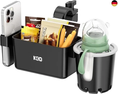 BESUCHE DEN KDD-STORE KDD Getränkehalter Kinderwagen mit Snack Tablett, 3-in-1 Universal Becherhalter