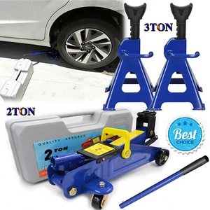 2T Tonne Low Profile Trolley Jack Workshop Garage Hydraulic Jack & 3T Lift Stand - Picture 1 of 12