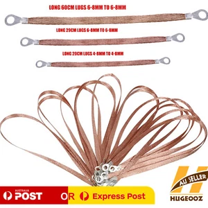 Automotive Engine Copper Braided Earth Strap With Lug Secure Reliable Grounding - Picture 1 of 20
