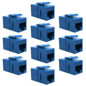 Acoplador en línea 10 piezas Cat5E RJ45 LAN Ethernet Keystone Jack Snap-In azul - Imagen 1 de 3