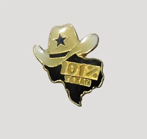 101% Texan Pin Lone Star State Cowboy Hat Enamel Lapel Pinback Badge Gold Tone - Picture 1 of 4