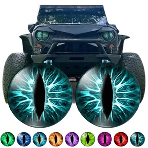 Beast Eyes Headlight Decals 3D Stereo Stickers Eyeball Round Headlight Overlay - Picture 1 of 20