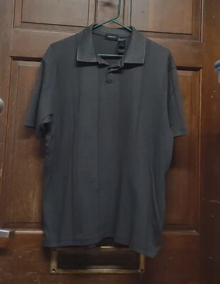 Camisa polo masculina Claiborne cinza escuro gola curta algodão pima tamanho XL - Imagem 1 de 4