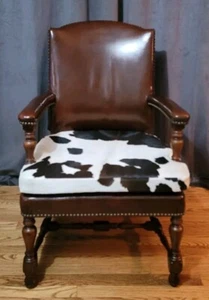Antique Leather and Cowhide Accent Chair - Picture 1 of 17