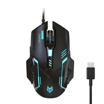TypeC Mouse 6 Buttons USB C Gaming Mouse with LED Lights Backlit 3600DPI Adjust - Image 1 of 4
