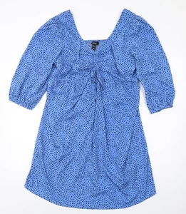 New Look Womens Blue Polyester Blend A-Line Size 14 V-Neck - Picture 1 of 10
