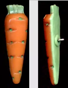 Button Large Carrot Bakelite Casein Realistic Figural Great Craftsmanship - Picture 1 of 4