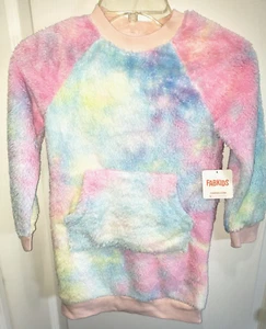 girls NEW NWT PASTEL PLUSH NIGHTGOWN sleepwear size small 6/7 FABKIDS cute mom! - Picture 1 of 1