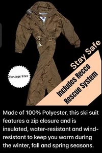 SKI SUIT KILLY. SIZE GB 36/12 BROWN. ONE PIECE. . RECCO RESCUE SYSTEM BUILT IN! - Picture 1 of 24