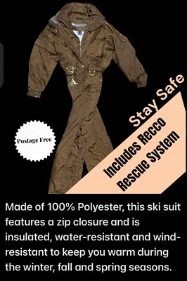 SKI SUIT  KILLY. SIZE GB 36/12 BROWN. ONE PIECE. . RECCO RESCUE SYSTEM BUILT IN! - Image 1 of 4