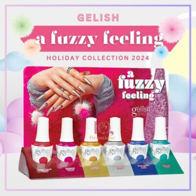 Gelish A FUZZY FEEL праздник 2024 гель-лак полная коллекция 6 шт + дисплей - Изображение 1 из 4